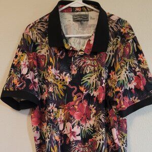 Paisley & Gray Slim Fit Polo XXL - Tropical Snake Floral Print
